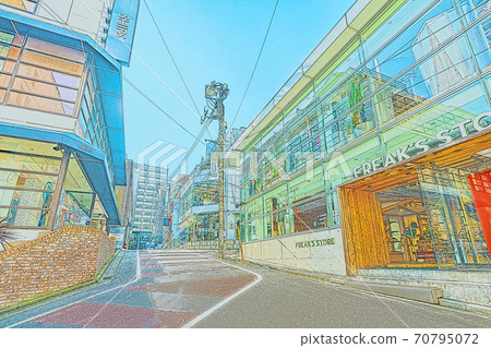 [動漫風格]澀谷區新南市一丁目附近的東京風光城市景觀 70795072