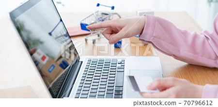 Image of online shopping, faceless banner size Image of online shopping, faceless banner size 70796612