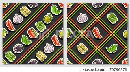 Vector Vegetable Seamless Patterns 70796878