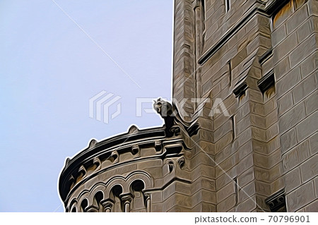 Digital painting style that represents a glimpse of one of the cathedrals in Paris Digital painting style that represents a glimpse of one of the cathedrals in Paris 70796901