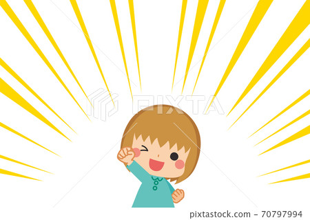 卡通風格的背景,有一個積極主動的小女孩,膽量姿勢集中線 卡通風格的背景,有一個積極主動的小女孩,膽量姿勢集中線 70797994