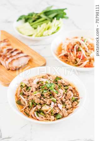 spicy mince pork (Larb - Traditional Thai Food) 70798111