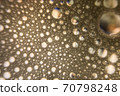 Gold water drops on bubble background 70798248