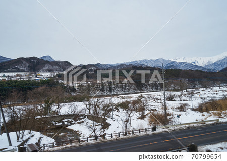 Gunma Prefecture Joetsu Line train window Gunma Prefecture Joetsu Line train window 70799654