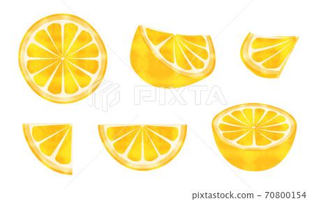 Orange round slice and comb type watercolor style set material Orange round slice and comb type watercolor style set material 70800154