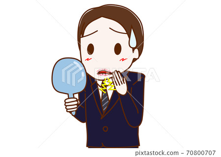 A man in a suit that hurts because his lips are dry and dry 70800707