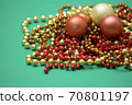 Christmas collection chains with bulbs on green background 70801197