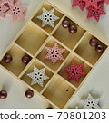 Colourful Christmas Wallpaper with Flakes of Snow 70801203