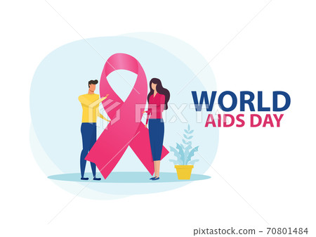 woman and man Flat world aids day illustration  70801484