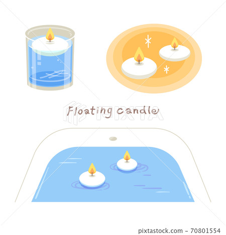 漂浮在浴缸裡的浮動蠟燭的插圖 漂浮在浴缸裡的浮動蠟燭的插圖 70801554