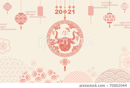 Happy new year 2021. A horizontal banner with Chinese elements of the new year. .Chinese lanterns with patterns in modern style, geometric decorative ornaments.Translation from Chinese - Happy New Yea Happy new year 2021. A horizontal banner with Chinese elements of the new year. .Chinese lanterns with patterns in modern style, geometric decorative ornaments.Translation from Chinese - Happy New Yea 70802044