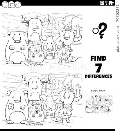 differences educational game with wild animals... - Stock Illustration ...