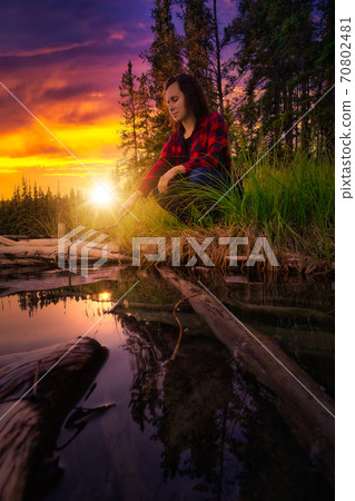 Girl in Beautiful Canadian Nature Girl in Beautiful Canadian Nature 70802481