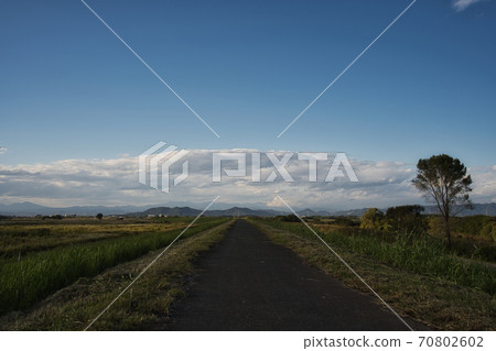 The road that makes you want to go far, the Watarase River The road that makes you want to go far, the Watarase River 70802602