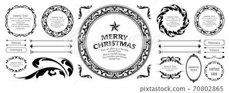Christmas frame set, wreath design, ornament and decoration design Christmas frame set, wreath design, ornament and decoration design 70802865