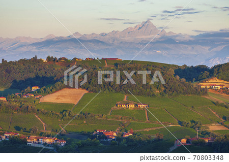 View of the village of Serralunga d`Alba and the wonderful Langa, italy View of the village of Serralunga d`Alba and the wonderful Langa, italy 70803348