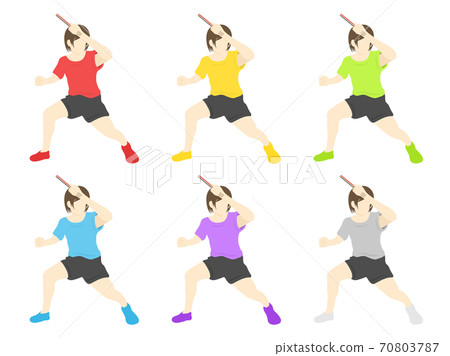 Illustration set of female table tennis players 70803787