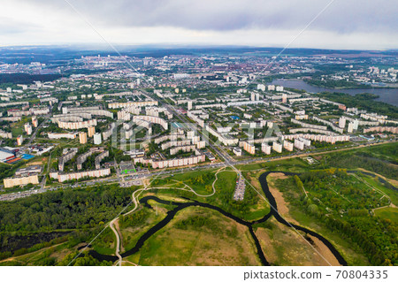 View from the height of the houses and loshitsky Park in a residential area of Minsk, spring loshitsky Park in the residential area of Serebryanka.Belarus View from the height of the houses and loshitsky Park in a residential area of Minsk, spring loshitsky Park in the residential area of Serebryanka.Belarus 70804335