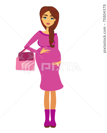 beautiful pregnant girl shopping, isolated on white beautiful pregnant girl shopping, isolated on white 70804378