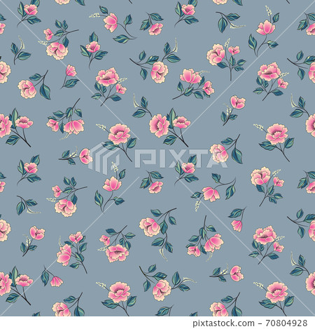 Floral seamless pattern. Flowers with leaves 70804928