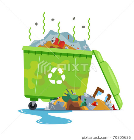 dirty, smelly trash can on a white background. 70805626