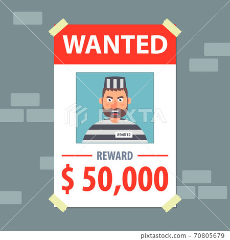 wanted flyer. search for a bandit. wanted flyer. search for a bandit. 70805679