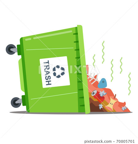 inverted waste bin with stinking waste. inverted waste bin with stinking waste. 70805701