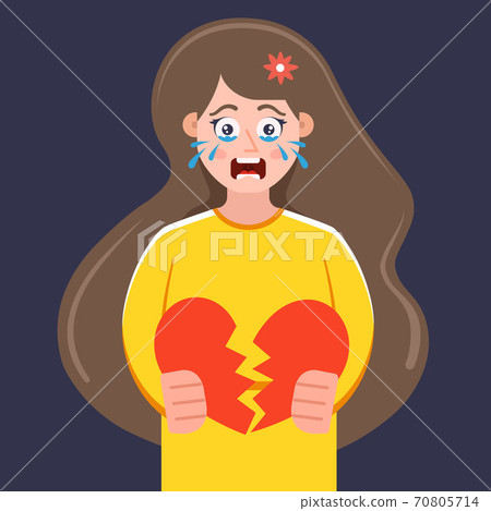 a broken-hearted girl is standing and crying. breaking up a romantic relationship. a broken-hearted girl is standing and crying. breaking up a romantic relationship. 70805714