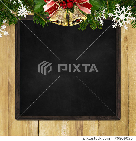 Blackboard with Christmas decorations-there are... - Stock Illustration ...
