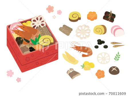 在一個沉重的盒子裡的新年菜餚的插圖集 70811609