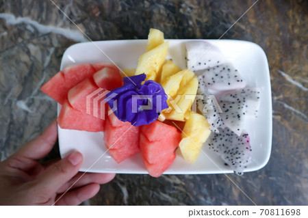 dragon fruit, pineapple and watermelon 70811698