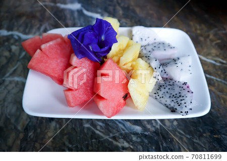 dragon fruit, pineapple and watermelon 70811699