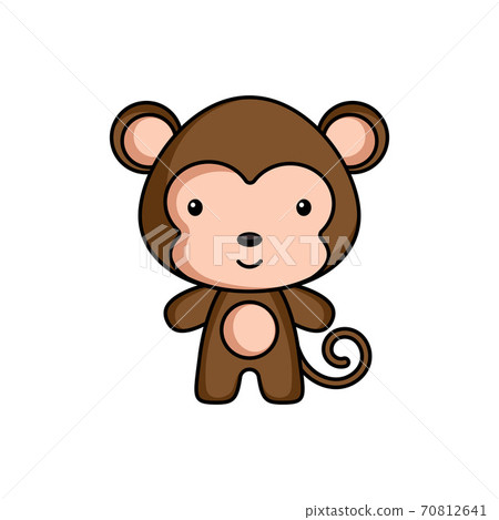 Cute cartoon monkey logo template on white... - Stock Illustration ...