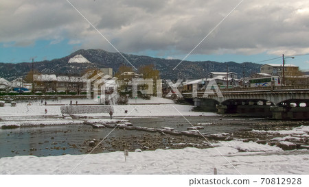 鴨川三角洲與雪 70812928
