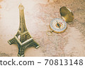 Vintage Film Look, Eiffel tower miniature with 70813148
