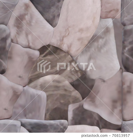 Realistic seamless vector texture of randomly placed pebbles of marble or rocks.Pattern for tiles or laminate from different breeds of stones in the style of realism.All objects are editable 70813957