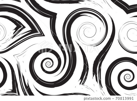 Stock Seamless vector pattern of black flowing lines and spirals isolated on white background.Monochrome texture for packaging or decoration. Stock Seamless vector pattern of black flowing lines and spirals isolated on white background.Monochrome texture for packaging or decoration. 70813991