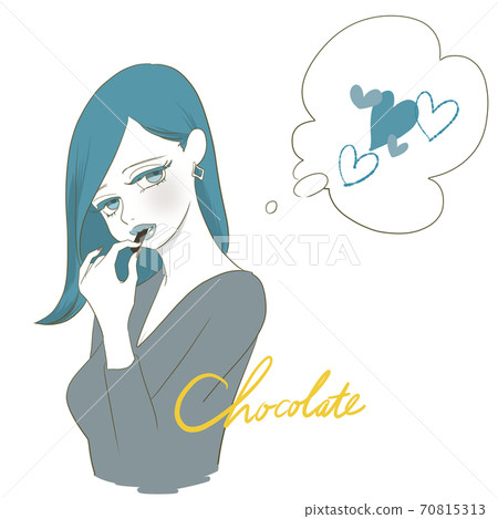 女人吃巧克力(藍色) 女人吃巧克力(藍色) 70815313