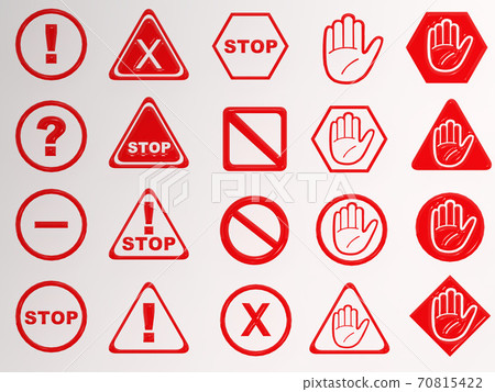 3D 紅色玻璃材質 停止 禁止logo 標識套件 70815422