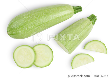 zucchini or marrow isolated on white background with clipping path and full depth of field. Top view. Flat lay zucchini or marrow isolated on white background with clipping path and full depth of field. Top view. Flat lay 70816053