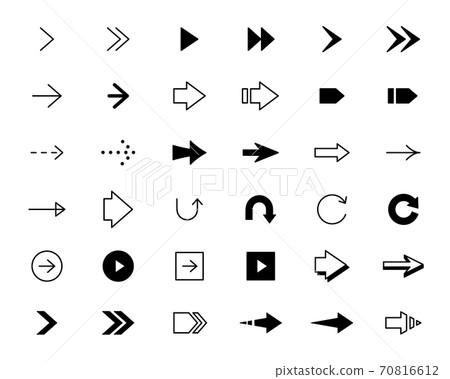箭頭圖標集/簡單/商務/三角形/方向/播放/符號/矢量/象形圖/符號 70816612