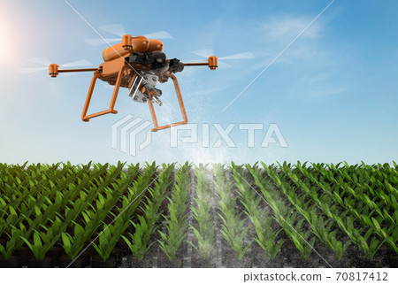 smart garden concept with drone 70817412