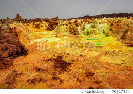 A spectacular view of the colorful surroundings of Dallol volcano, which I stopped by on a tour of the Danakil Desert in Ethiopia A spectacular view of the colorful surroundings of Dallol volcano, which I stopped by on a tour of the Danakil Desert in Ethiopia 70817534