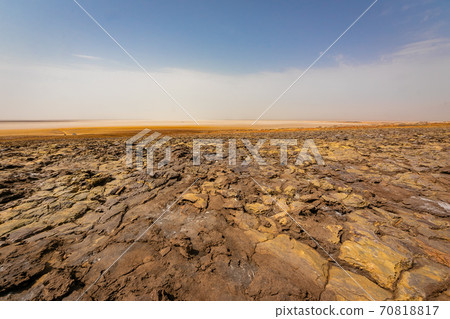 Scenery and sky around the slope to Dallol volcano, stopped by on a tour of the Danakil Desert in Ethiopia 70818817