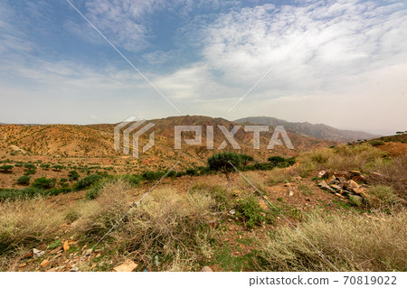 Africa's original landscape and sky seen during a tour of the Danakil Desert in Ethiopia 70819022