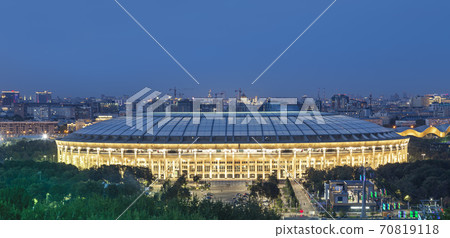 View of Luzhniki stadium from Sparrow Hills or Vorobyovy Gory observation (viewing) platform. Moscow, Russia View of Luzhniki stadium from Sparrow Hills or Vorobyovy Gory observation (viewing) platform. Moscow, Russia 70819118