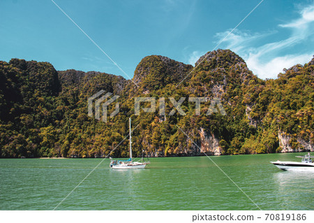 Rock and island formations in Gulf of Thailand 70819186
