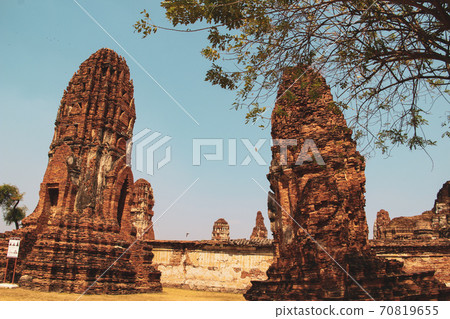 Buddhist temple with ancient stupa in Ayutthaya, Thailand 70819655