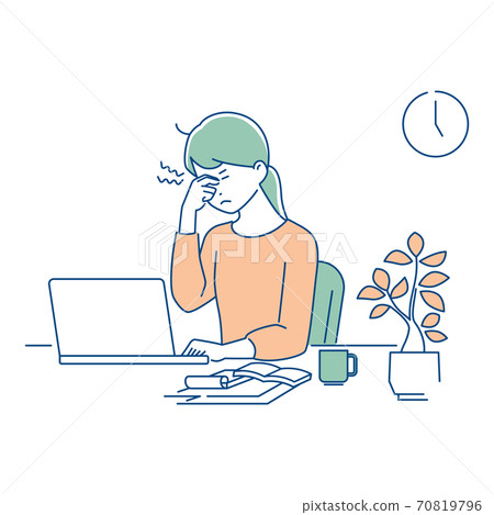 遠程工作/眼睛疲倦的女性/ 3種顏色 70819796