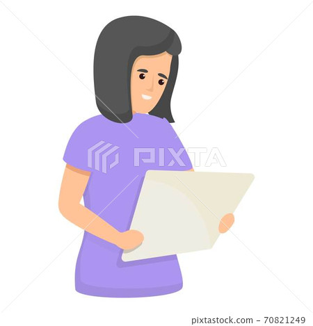 Woman with document icon, cartoon style 70821249